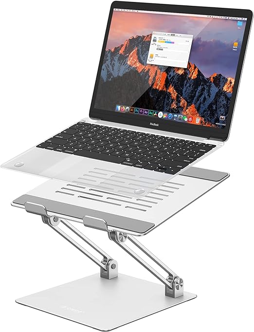 ORICO Aluminum Laptop Stand, Height Angle Adjustable, Ergonomic Portable Notebook Stand Riser, Compatible with MacBook Air Pro, Dell XPS, 10-17" Laptops and Tablet (Silver)