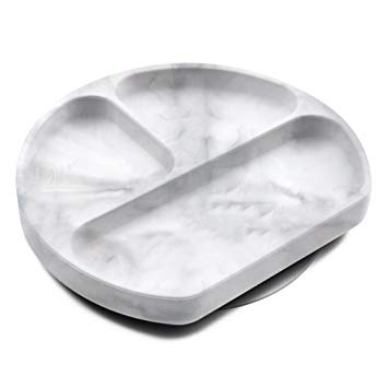 Bumkins Suction Silicone Baby & Kid Grip Dish, Marble