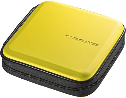 SANWA (Japan Brand) 24 Capacity CD Case, Portable DVD/VCD Storage, EVA Protective Blu-ray Wallet, Binder, Holder, Booklet for Car, Home, Office, Travel (Yellow)