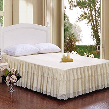 Cotton Bed-Skirt Finest Quality Long Staple Fiber Durable Comfortable Abrasion Resistant California King Beige
