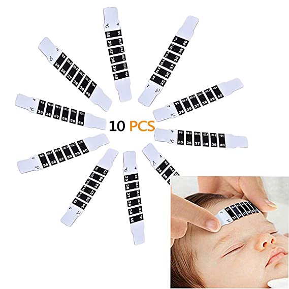 Forehead Thermometer Strips,Reusable Fever Thermometer Strip,Adhesive Checking Thermometer Strip of Children/Infants/Adults/Elderly People (10pcs)