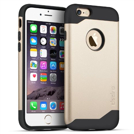 iPhone 6S case, iPhone 6 case, Desiro® [Champagne Gold] Dual Shield Shock Absorption Protective Heavy Duty Hybrid Case Cover for Apple iPhone 6 & 6S (4.7")