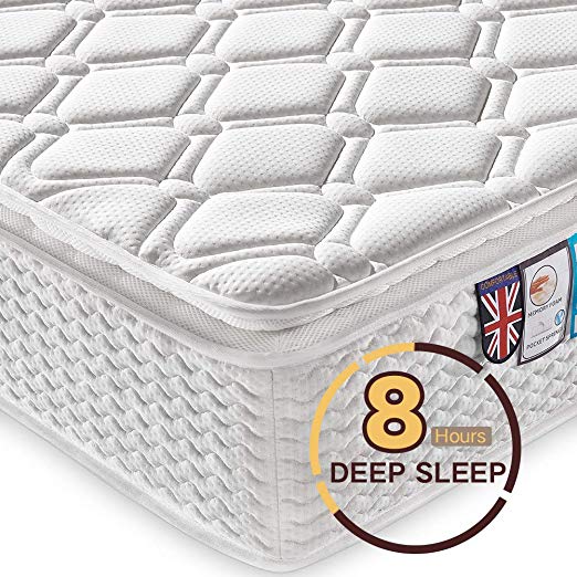 Ej. Life Pocket Sprung Mattress and Memory Foam Mattress Pressure Relief with 9-Zone Support System, Orthopaedic Mattress, 10.6-Inch, 3FT Single - 100 Nights Trial