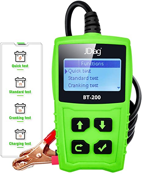 FasCheck BT200 Professional 12V Auto Battery Tester Car Digital Analyzer Diagnostic Tool for Vehicle Batteries Health,Cranking and Charging System (Green BT200)