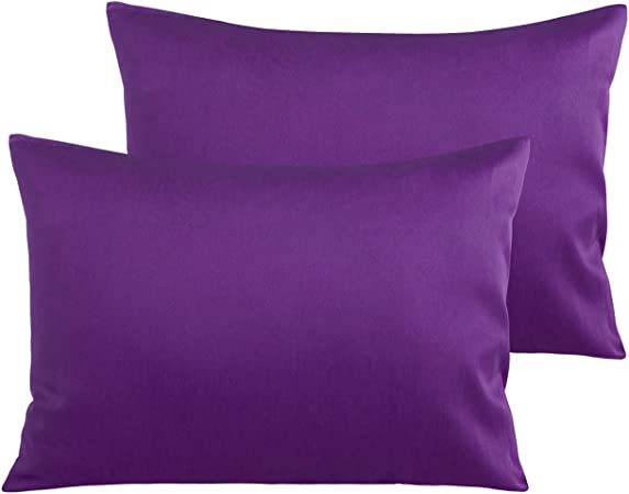 NTBAY 500 Thread Count Cotton Toddler Pillowcases, 2 Pack Travel Pillow Cases, 13 x 18 Inches, Purple