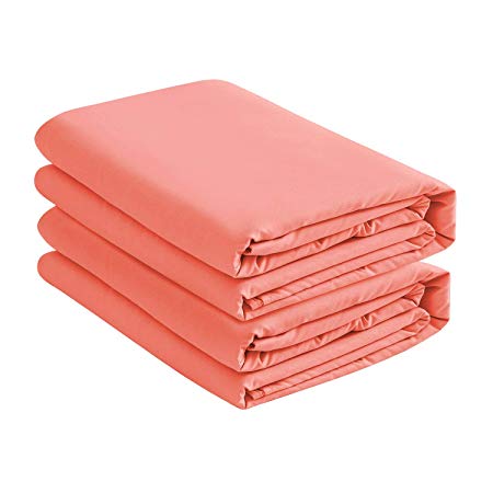 BASIC CHOICE 2-Pack Deep Pocket Bed Fitted Sheet/Bottom Sheet - Queen, Neon Coral
