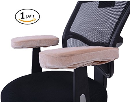 Comforfeel Memory Foam Office Chair Arm Covers- Comfortable Elbow Pillow- Chair Arm Rest Computer Pads(2 Piece Set) (Beige)