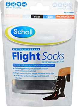 Scholl Flight Socks 1 Pair Shoe - Sizes 6 1/2-9, Black