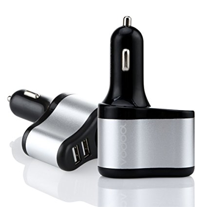 Vodool USB Car Charger Adapter with 1 Socket Cigarette Lighter Adapter DC Outlet Car Splitter, 2 USB Socket Car Charger for iPhone 6s/ 6 Plus, iPad Air 2/ mini 3, Galaxy S6/ S6 Edge
