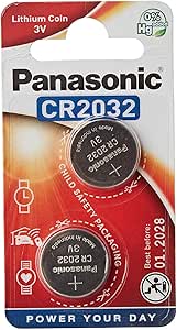 Panasonic CR2032 Battery (2 Pack), Lithium Coin Cell, 3V