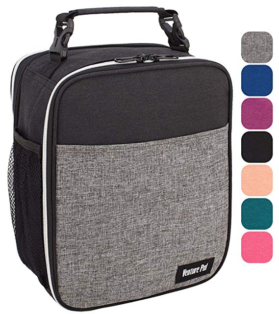 Venture Pal Detachable 2-in-1 Insulated Cooler Lunch Bag - Compact Reusable Office Work School Picnic Hiking Beach Lunch Box Organizer with Adjustable Shoulder Strap for Women,Men and Kids-Gray