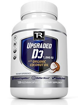 Vitamin D3 1000 IU With Organic Coconut Oil | Improve Your Energy, Mood, and Bone Health with increased Vitamin D Levels - 120 Vegetarian 1000iu softgels | Natural Vitamin D3 Supplement
