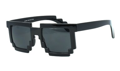Pixelated 8-bit Clear Lens Computer Nerd Geek Gamer Sunglasses