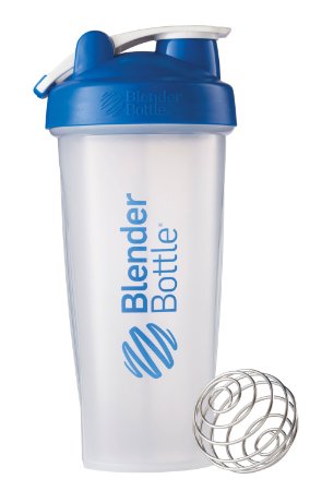 BlenderBottle Classic Loop Top Shaker Bottle, Clear Blue, 28 Ounce