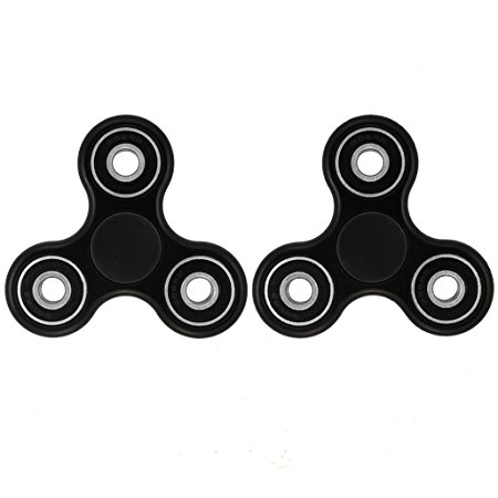 Holisouse 2 Pack Tri-Spinner Hand Fidget Spinner Toy Stress Reducer EDC Focus Toy For ADD ADHD Anti Anxiety and Boredom,3 min Spin Time,Black/Black