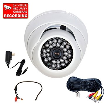 VideoSecu 700TVL Built-in Sony Effio CCD Infrared Outdoor Dome Security Camera Vandal Armor Day Night Vision Camera with Power Supply, Pre-Amp Mini Hidden Microphone and Video Audio Power Cable A77
