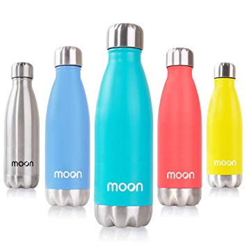 Moon Water Bottle - Premium Insulated Stainless Steel Metal Bottles 260ml, 500ml, 750ml - 24hrs Cold 12hrs Hot - Double Walled, Reusable, BPA Free, Leakproof