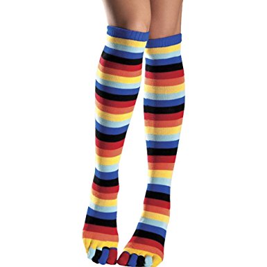 Be Wicked Women's Rainbow Knee Highs with Rainbow Toes
