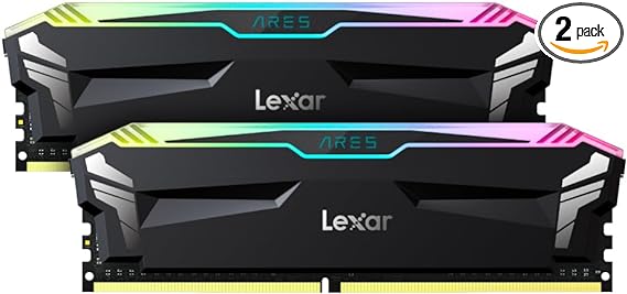 Lexar ARES RGB 32GB (2x16GB) DDR4 RAM 3600MT/s CL18 Desktop Memory, Compatible with Intel XMP 2.0 and AMD Ryzen (Black) LD4BU016G-R3600GDLA