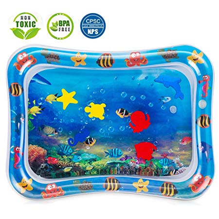 Tummy Time Water Play Mat, BPA Free & CPC Approved Premium Inflatable Infants and Toddlers Toys for 3 Months and Up, Perfect Fun Early Development Activity Center to Your Baby's Stimulation Growth