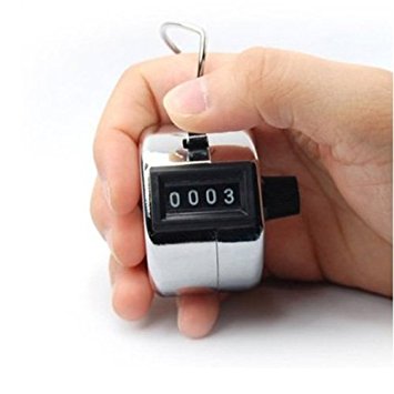 Manual Tally Counter,Horsky Digit Number Lap Counter Hand Held Mechanical Clicker with Finger Ring Sliver