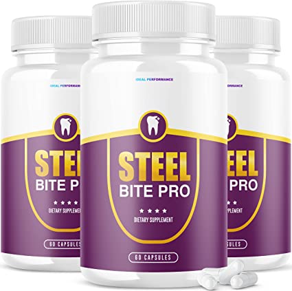 (3 Pack) Steel Bite Pro Teeth Supplement for Teeth and Gum Repair Dental (180 Capsules)