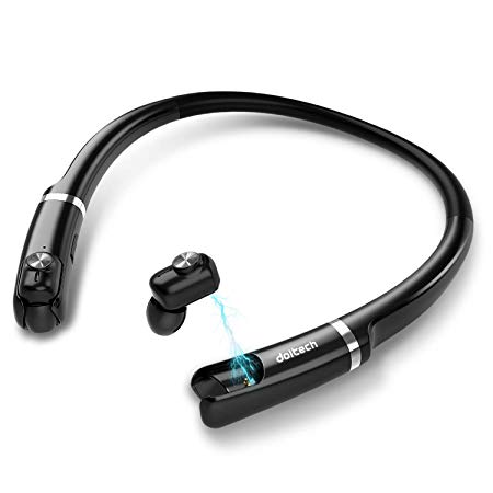 True Wireless Earbuds with Charging Neckband, Doltech TWS Bluetooth 5.0 Headphones Leisure in-Ear Earbuds Noise Canceling Stereo Sports Earphones with Built in Smart Mic