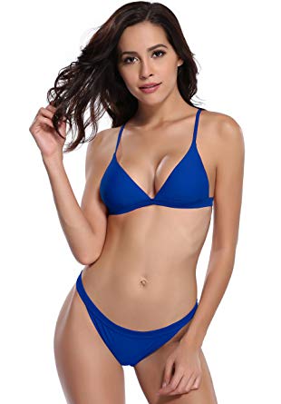 SHEKINI Swimwear Padded Two Piece Triangle Bikini Set Brazilian Swimsuits for Women