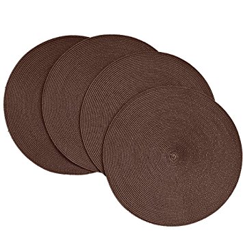 Benson Mills Victorian 15-Inch Round Placemats, Chocolate, Set of 4