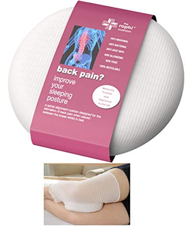 Patented Side Sleeping Knee Pillow Rophi Cushion - May Help Reduce Low Back Pain and Improves Sleeping Patterns - Leg Stocking Helps Cushion Stay in Place