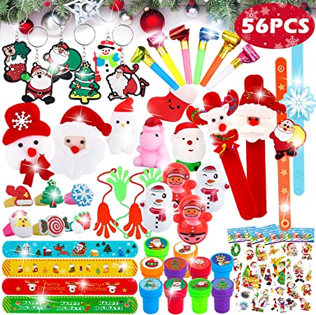 GOAUS Christmas Party Favors for Kids 56 Pack, Xmas Small Toys for Stocking Stuffers, Treasure Box Toys, Classroom Students Gifts, Goodie Bag Stuffers, Pinata fillers, Carnival Prizes