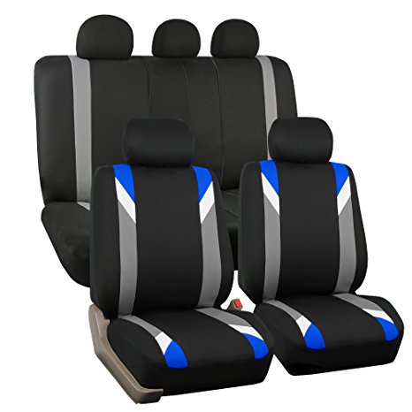 FH GROUP FH-FB033115 Premium Modernistic Seat Covers Airbag & Split Ready, Blue / Black Color- Fit Most Car, Truck, Suv, or Van