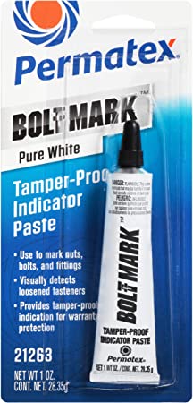 Permatex 21263 Bolt Mark Tamper-Proof Indicator Paste - White, 0.2 Ounces