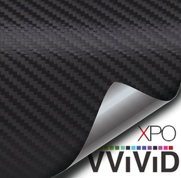 VVIVID XPO Black Carbon Fiber 5ft x 1ft Car Wrap Vinyl Roll with Air Release Technology