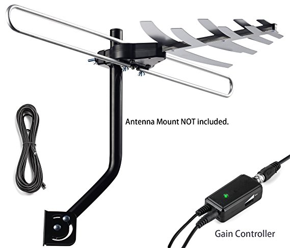 pingbingding HDTV Antenna Digital Antenna Amplified Outdoor Antenna with Adjustable Amplifier 120 Mile Range For VHF and UHF Band, 32FT coaxial cable, Tools-free installation