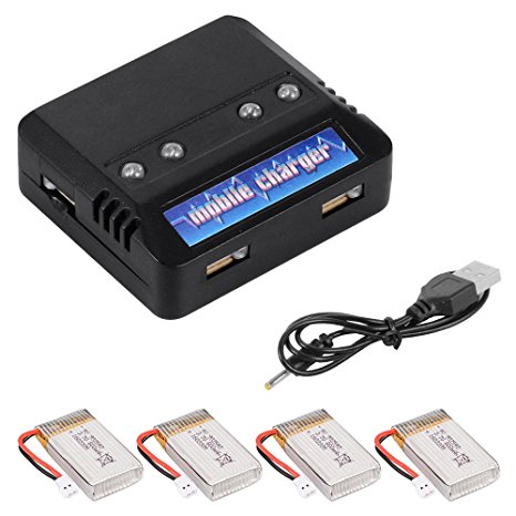 XCSOURCE 4 pcs 3.7V 800mAh Lipo Battery   Charger For Syma X5C X5A X5SC X5SW Parts RC Quadcopter BC535