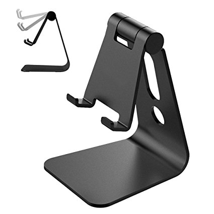 Cell Phone Stand, HOTOR Aluminum Adjustable Smartphone Desk Stand,Holder,Dock, For iPhone 6 6s Plus 5 5s 5c 7, iPad, Samsung ,Tablet(Black)