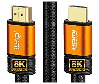 IBRA 2.1 Orange HDMI Cord 8K Ultra High-Speed 48Gbps Lead | Supports 8K@60HZ, 4K@120HZ, 4320p, Compatible with Fire TV, 3D Support, Ethernet Function, 8K UHD, 3D-Xbox PlayStation PS3 PS4 PC etc- 2.5Ft