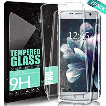 Galaxy S7 Edge Screen Protector DANTENG Full Screen Coverage (2 Pack) Ultra HD Clear Scratch Resistant Tempered Glass Screen Protector for Galaxy S7 Edge - Transparent