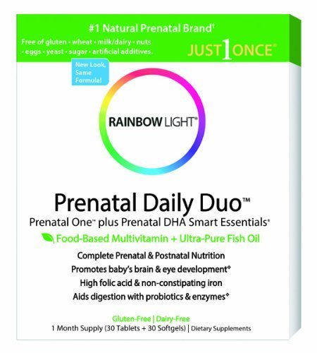 Rainbow Light, Prenatal and Posnatal, Prenatal One Mulitvitamin and Prenatal DHA, 30 Tablets and 60 Softgels Pack