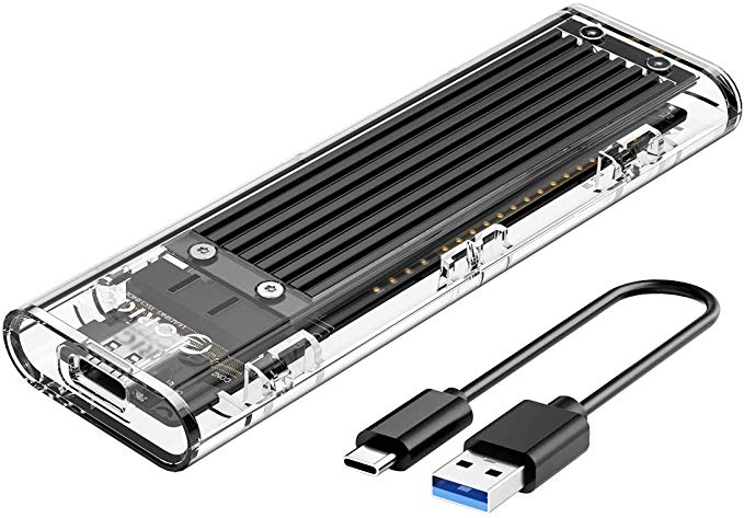 ORICO Tool-Free USB 3.1 Type-C to M.2 SATA SSD External Enclosure Adapter, Support NGFF M.2 2280 2260 2242 2230 SSD Hard Drive Enclosure Adapter.