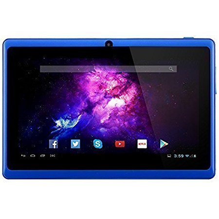 Alldaymall 7'' Tablet Android 4.4 Quad Core HD 1024x600, Dual Camera Bluetooth Wi-Fi, 8GB 3D Game Supported - Blue (Third Generation)