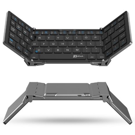 JETech Foldable Keyboard Aluminum Tri-fold Portable Wireless Bluetooth Keyboard Mini Ultra-slim for iPad Mini, iPad Pro, iPhone, ant other Tablet and Smartphone