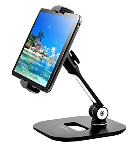 Tablet Stand - Sturdy Aluminum Rotating Tablet Holder for iPad Pro, Air, Mini, iPhone, Samsung, Kindle and Camera by Bontend, black