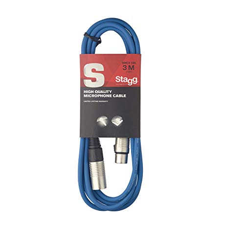 Stagg SMC3 CBL 3 m XLR to XLR Microphone Cable - Blue