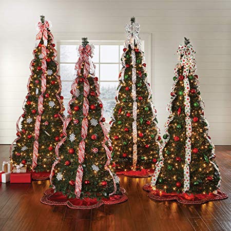 BrylaneHome Fully Decorated Pre-Lit 6-Ft. Pop-Up Christmas Tree - Red White