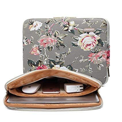 kayond Gery Rose Patten canvas Water-resistant 17 Inch Laptop Sleeve