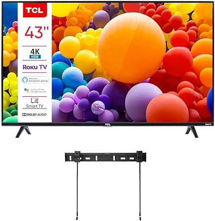 TCL 43-Inch Class 4-Series 4K 2160P LED Smart Roku TV Dual-Band WiFi Works with Siri Alexa and Hey Google (Renewed)