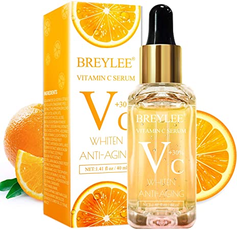 Vitamin C Serum, BREYLEE Anti-Aging Facial Serum with Hyaluronic Acid, Retinol, and Vitamin E Moisturizing Face Serum for Skin Whiten Skin Brighten, Fades Sun Spots (40ml, 1.41oz)