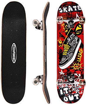 ChromeWheels 31 inch Skateboard Complete Longboard Double Kick Skate Board Cruiser 8 Layer Maple Deck for Extreme Sports and Outdoors